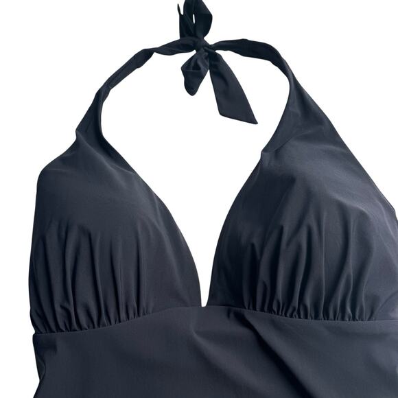 Lands' End Women's Black Slimming One Piece Halter Swimsuit Bathing Suit 14 - Picture 3 of 6